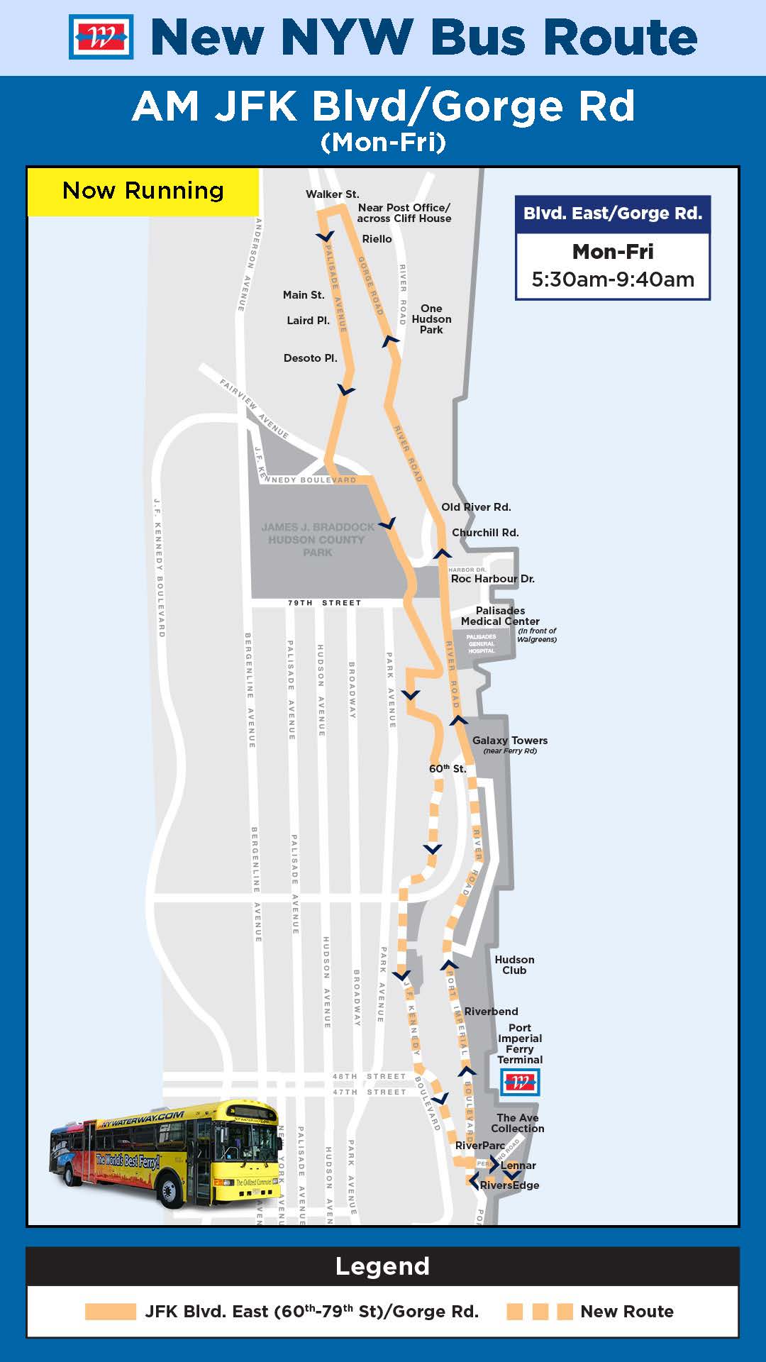 PM JFK Blvd / Gorge Rd Bus Route